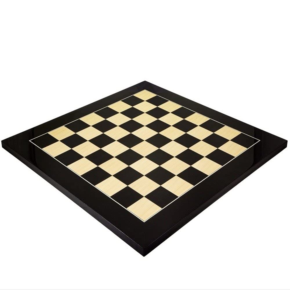 21.7 Inch Gloss Black Anegre and Maple Deluxe Chess Board