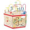 Wooden Activity Cube XL Size by Small Foot  Classic 7-Sided Interactive Toy with Bead Maze, Puzzle, Shape Sorter, Clock & Wheels - Develops Kids Dexterity, Motor Skills  Age 12+ months view 3