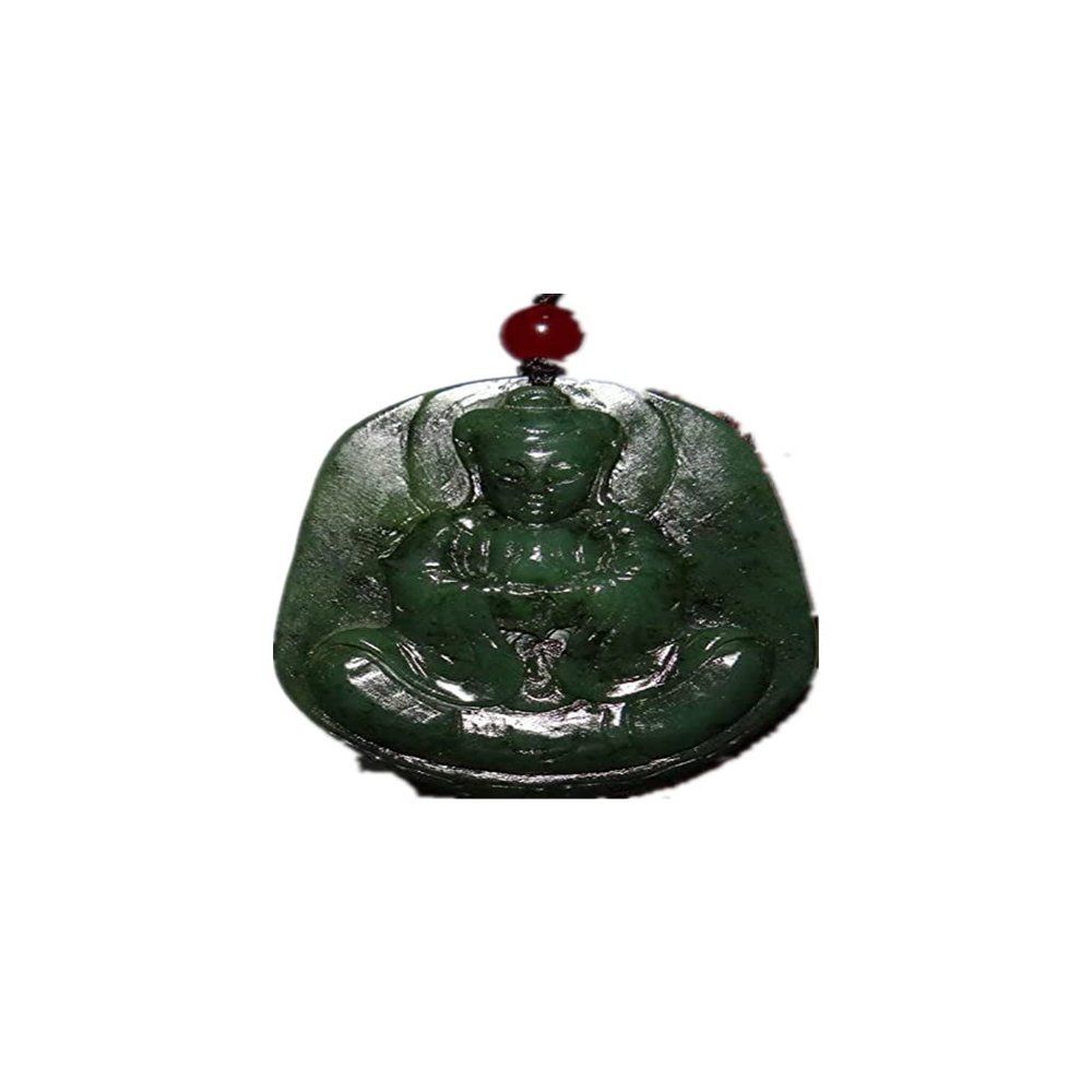 2.2" China Certify Nature Nephrite Hetian Jade Blessing Gwuanyin Neckalce Pendants