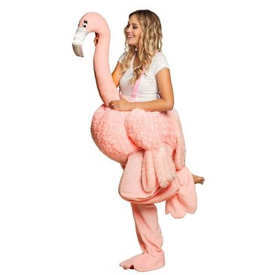 Boland 10132118 Funny Riding Flamingo Plush Costume (One Size), Pink, 88093, Rose, Taglia Unica