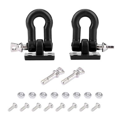 2Pcs RC Trailer Hooks,1/10 Tow Hook Trailer Heavy Duty Shackle Set for D90 Axial SCX10 RC Crawler Car(Black)