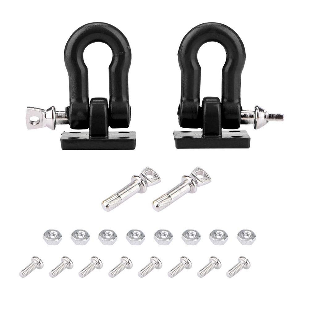2Pcs RC Trailer Hooks,1/10 Tow Hook Trailer Heavy Duty Shackle Set for D90 Axial SCX10 RC Crawler Car(Black)