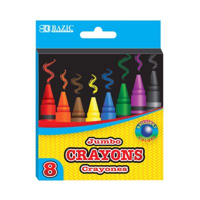 BAZIC 8 Color Premium Jumbo Crayons