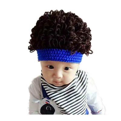 WeeH Kids Wig Hats Halloween Costume Cosplay Winter Kinnted Hat for Boy Girl (Blue)