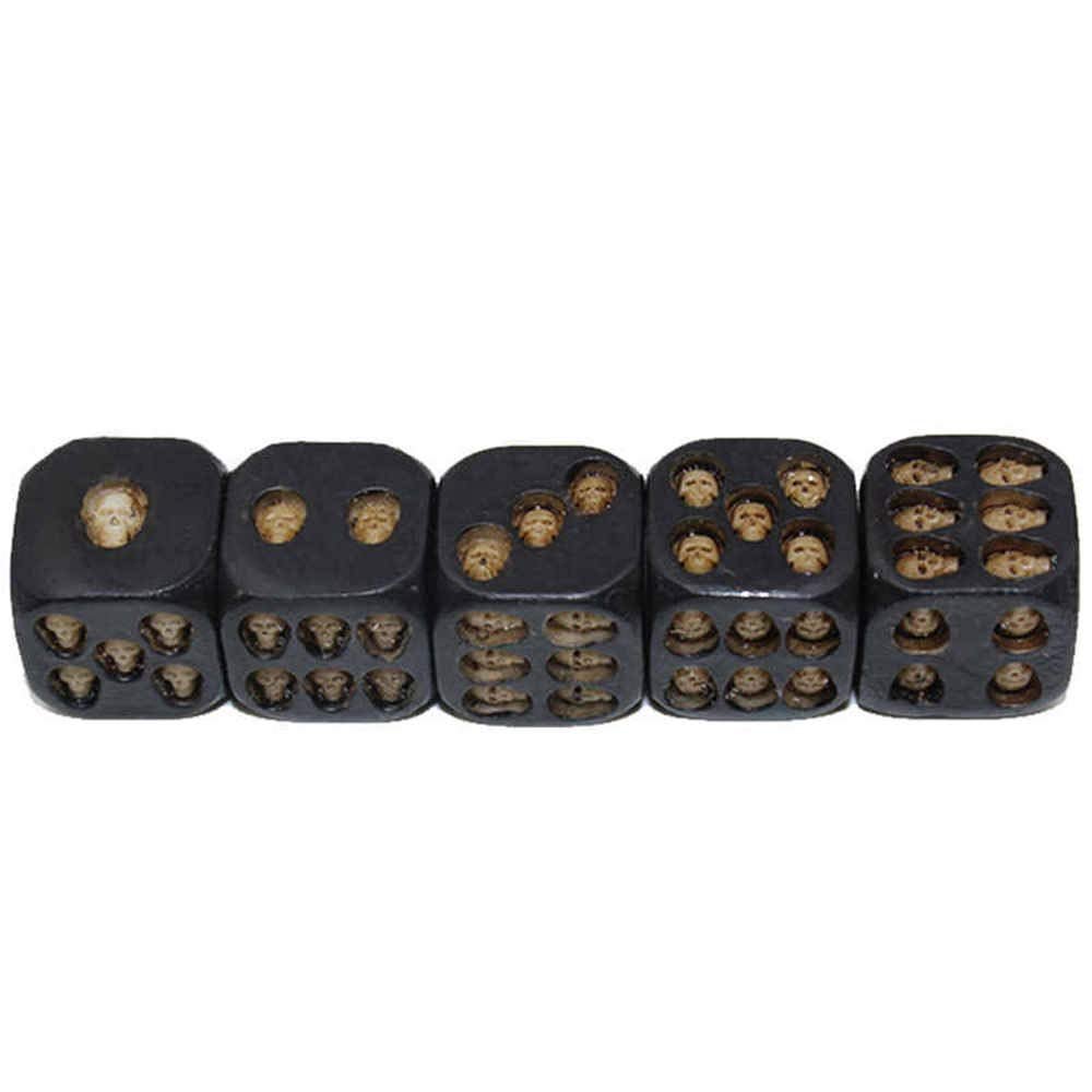 Charmgle Black Skull Dice Halloween Dice Scary Party Gaming Skeleton Dice Novelty Decor for Club Pub Home 1 Set of 5pcs