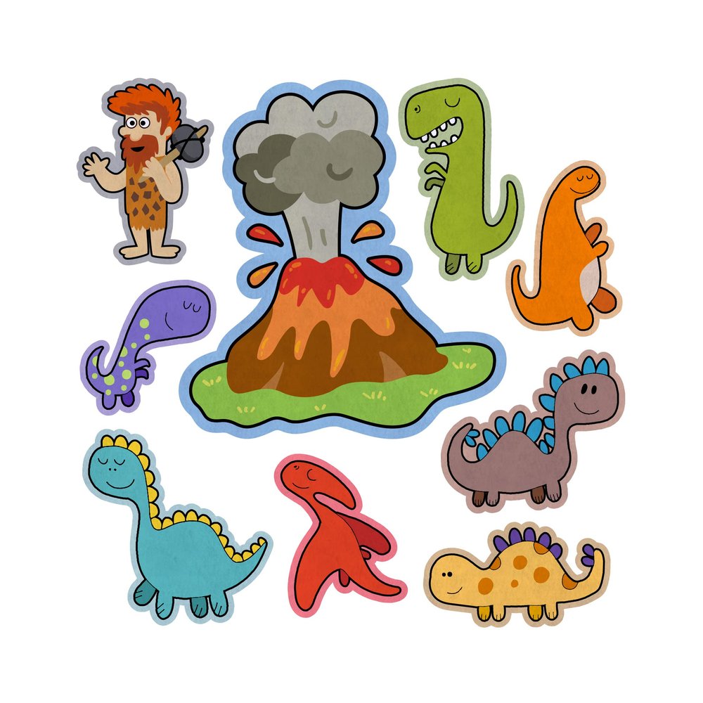 Dinosaurs Fun Island Caveman Volcano Theme Felt Play Art Set Flannel Board Story Storyboard Pieces