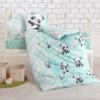 100% Cotton Baby Bedding Set, Toddlers Crib Bedding for Baby Boys, Duvet Cover Set, Nautical Ship Animals Panda Giraffe Penguins Teddy Bear Dinosaurs Themed, 4 Pieces (Mint Panda) view 1