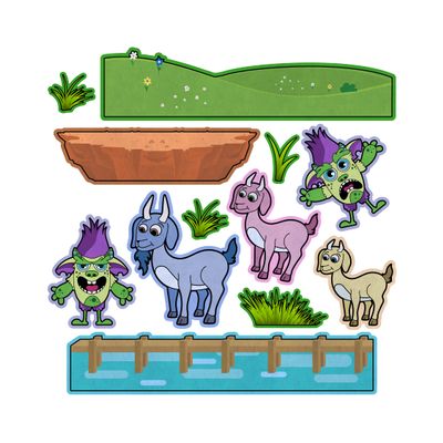 3 Billy Goats Gruff Troll Bridge Felt Play Art Set Flannel Board Story Storyboard Pieces