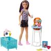 Barbie Babysitting Playset with Skipper Friend Doll, Color-Change Baby Doll, High Chair, Crib and Themed Accessories for 3 to 7 Year Olds view 1