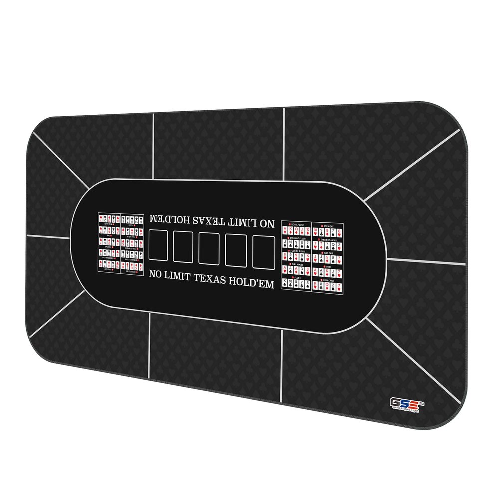 GSE Games & Sports Expert Casino Texas Hold'em Poker Tabletop Layout Mat, Non-Slip Rubber Texas Hold'em Table Top for Family/Friends Parties, Casino Night