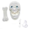 Gifts 4 All Occasions Limited SHATCHI-1358 Skull Diamante Telephone Sparkle Bling Halloween Decorations LED Corded Wired Phone, Silver view 1