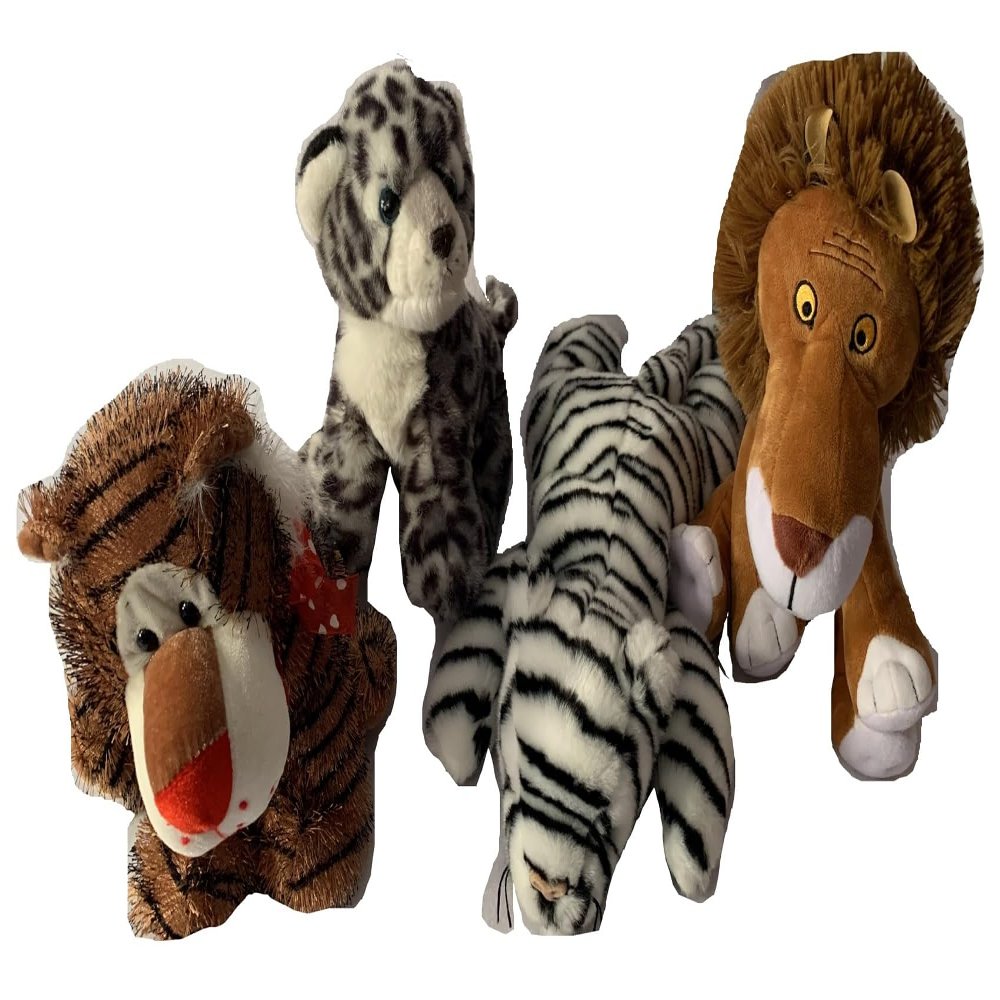 Aunt Sandy's Sewing Weighted Buddy, White Leopard, Tiger, Lion with 2 lbs, Weighted Stuffed Animal, Washable Plush Buddy