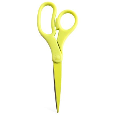 JAM PAPER Multi-Purpose Precision Scissors - 8 Inch - Neon Lime Green - Ergonomic Handle & Stainless Steel Blades - Sold Individually