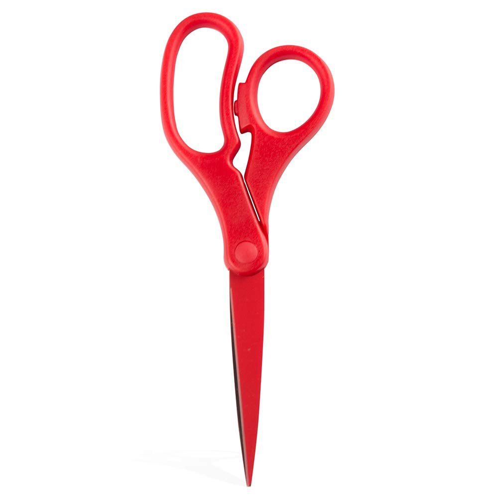 JAM PAPER Multi-Purpose Precision Scissors - 8 Inch - Red - Ergonomic Handle & Stainless Steel Blades - Sold Individually