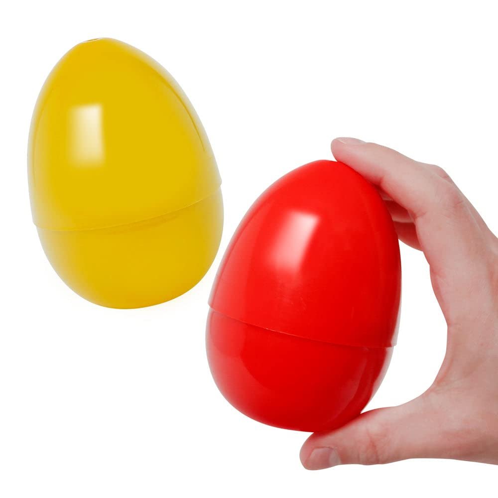 American Carnival Mart Empty Red & Yellow Plastic Easter Eggs 4" Tall 24 PACK