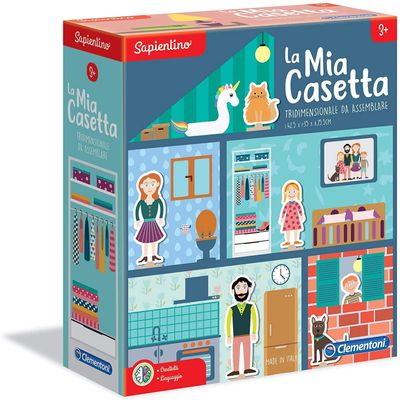 Clementoni - 16128 - Sapientino - My House, Educational Game 3 Years with Illustrated Tiles - Cardboard Children's House - Made in Italy