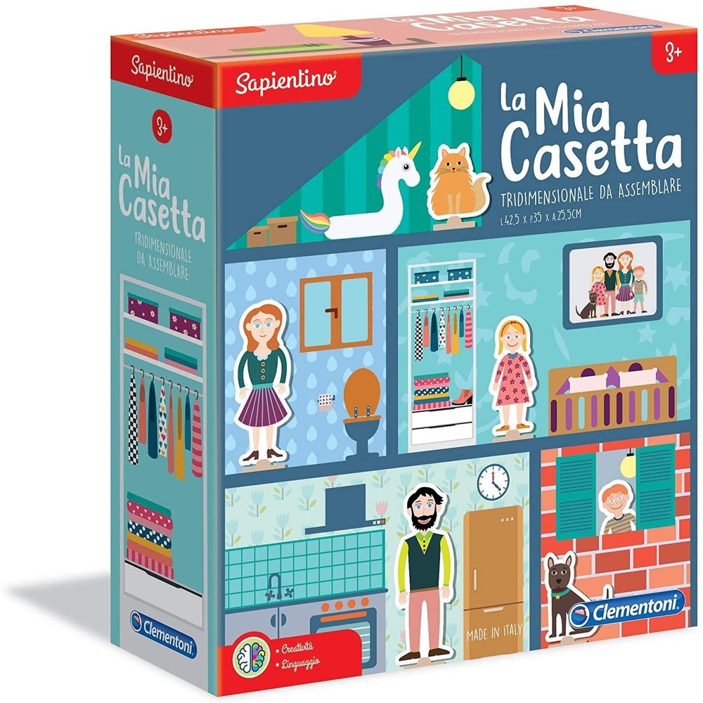 Clementoni - 16128 - Sapientino - My House, Educational Game 3 Years with Illustrated Tiles - Cardboard Children's House - Made in Italy