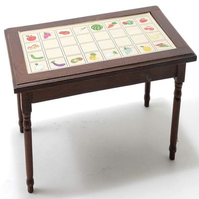 Classics by Handley Dollhouse Miniature Kitchen Table Walnut with Fruit Decal