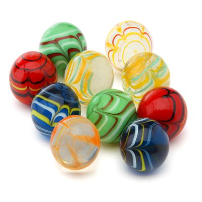 ARSUK Large Glass Shooter Marbles for Decoration 25mm/1 inch 10pcs Assorted Colour Marble Game, Marble Run Accessories Learning and Recreational, Sports & Outdoor Play (10pcs Handmade Marbles)