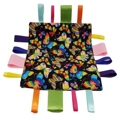 Rainbow Tye Dye Butterflies Tag and Crinkle Square