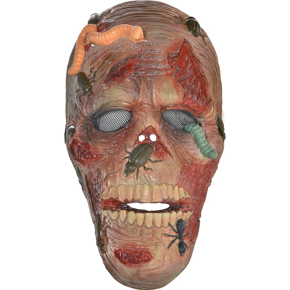 amscan Zombie Full Mask with Insects - One Size | Multicolor - Pack of 1