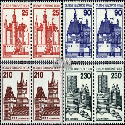 Berlin (West) 587wP-590wP Horizontal Couples (Complete.Issue.) unmounted Mint/Never hinged ** MNH 1978 Fortresses and Castles (Stamps for Collectors)