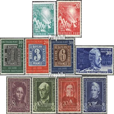 FRD (FR.Germany) 111-120 (Complete.Issue.) Volume 1949 completeett unmounted Mint/Never hinged ** MNH 1949 Opening of BUnoftAges U.A. (Stamps for Collectors)