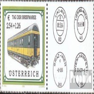 Austria 2414Zf with zierfeld (Complete.Issue.) unmounted Mint/Never hinged ** MNH 2003 Railway Mail Vans (Stamps for Collectors) Trains/Railway/funicular