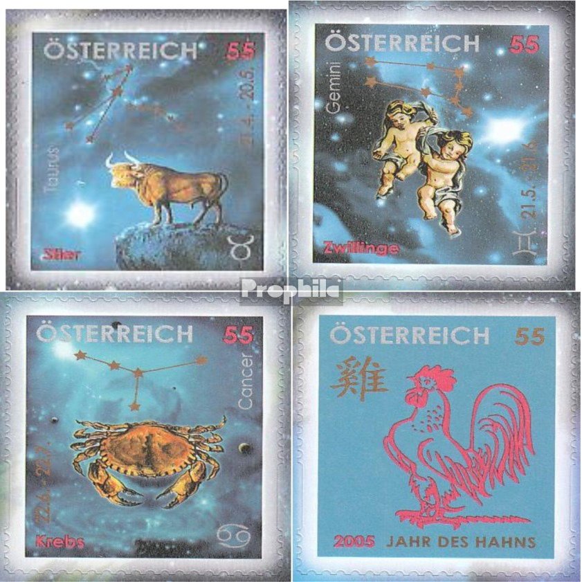 Austria 2522-2525 (Complete.Issue.) unmounted Mint/Never hinged ** MNH 2005 Zodiac (Stamps for Collectors) Astrology/Zodiac Sign
