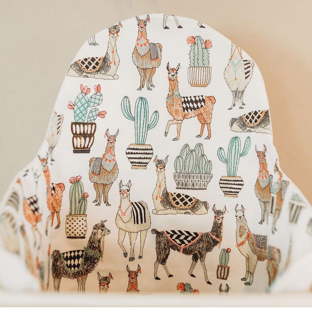 High Chair Cover, Cushion Slipcover, Llama Baby Gift, First Birthday Accessories