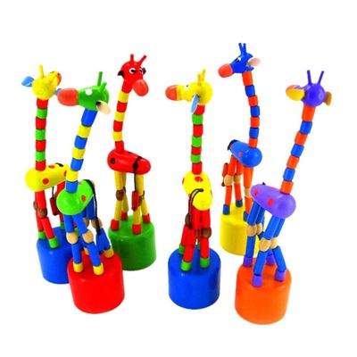 Kids Intelligence Toys, for Little Boys and Girls, Dancing Stand Colorful Rocking Giraffe Wooden Toy