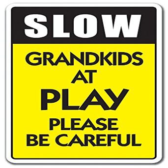Slow Grandkids at Play Decal Children Kids Speed Limit Driving Traffic | Indoor/Outdoor | 9" Tall