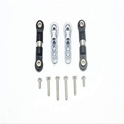 GPM For Traxxas E-Revo VXL 2.0 / E-Revo Brushless Upgrade Parts Aluminum 23T Servo Horn With Stainless Steel Adjustable Tie Rods - 10Pc Set Gray Silver