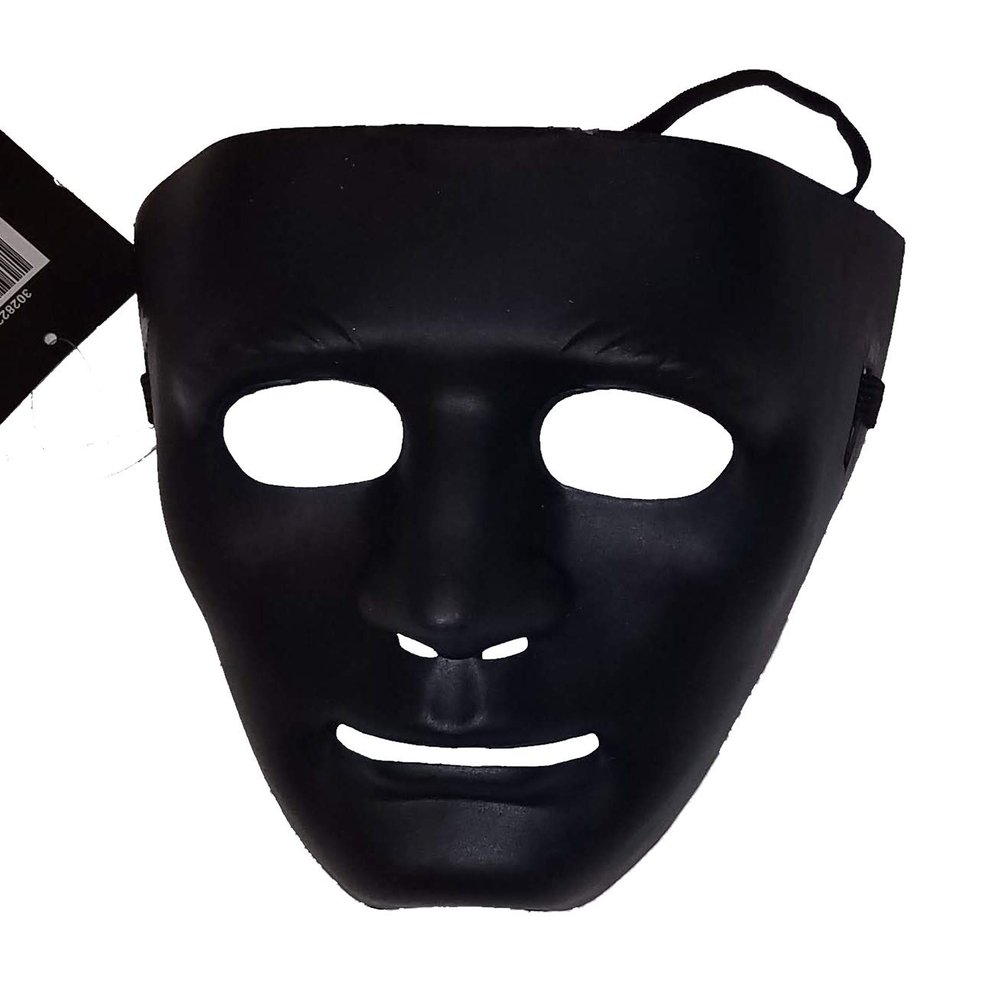 Full Face Plastic Plain Mask Costume Party Dance Crew For Hip Hop Dance or Opera (Black)