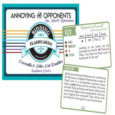 Bridge Bidding Flashcards Level 2 by Marti Ronemus - Overcalls and Take-Out Doubles