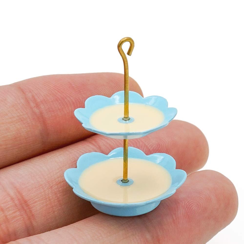 Odoria 1/12 Miniature 2-Tier Cake Stand Dollhouse Decoration Accessories, Blue
