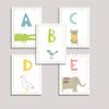 English Alphabet Wall Cards Art Flash Cards- Set of 26 White (5" x 7") Animal Alphabet Cards for Nursery Decor, Gifts, Kids Room, Classroom, by Kindred Sol Collective view 2