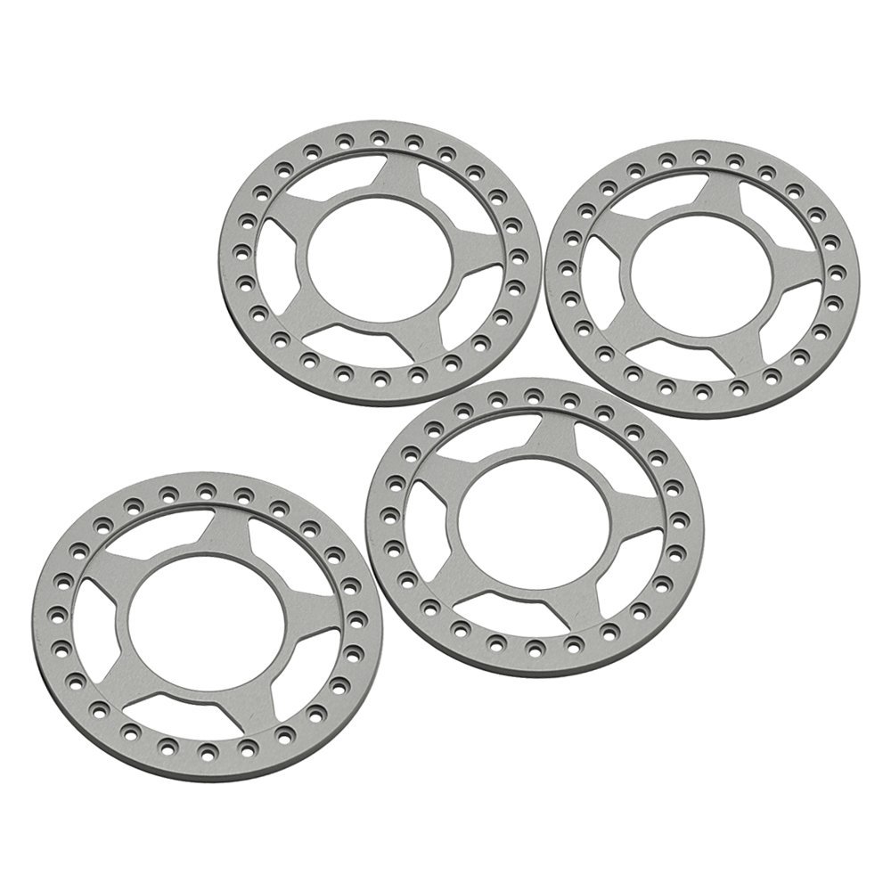 4PCS Aluminum 2.2 Beadlock Ring Replacement for 1/10 RC Wheel Rims of Axial Wraith 90018 (Shiny Silver)