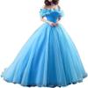 CharmingBridal Cinderella Princess Dress Off Shoulder Ball Gown Costume Quinceanera Dresses Blue view 1