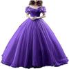 CharmingBridal Cinderella Princess Dress Off Shoulder Ball Gown Costume Quinceanera Dresses Purple view 1