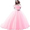 CharmingBridal Cinderella Princess Dress Off Shoulder Ball Gown Costume Quinceanera Dresses Pink view 1