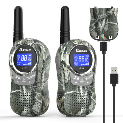 QNIGLO Camping Walkie Talkies for Kids Rechargeable, Camo Kids Walkie Talkies for Boys Girls fit Outdoor Adventure Game Spy Gear Hiking, Army Police Toys for 3 4 5 6-12 Year Old