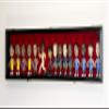 sfDisplay.com,LLC. Horizontal Bobble Head Action Figures Doll Display Case Cabinet Wall Rack - Lockable (Black Wood Finish, Red Felt Background) view 1