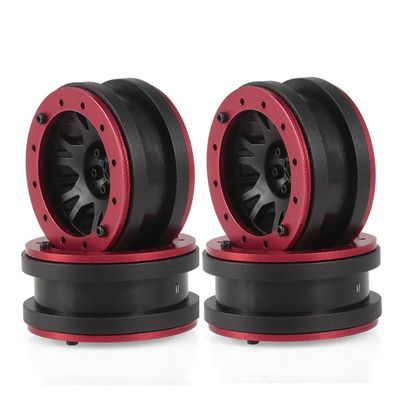 LAFEINA 4pcs 1.9" Plastic Beadlock Wheel Rim for 1/10 RC Rock Crawler Car SCX10 Tamiya CC01 D90 Tire Parts (Red)