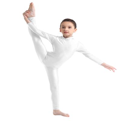 Agoky Little Girls Boys Long Sleeve Full Body Unitard Bodysuit Tight Kids Gymnastics Leotard Dance Costumes Ivory 4-5