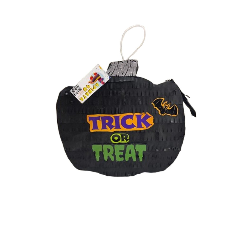 APINATA4U Trick or Treat Pinata, Black Pumpkin Halloween Party Decoration, Spooky Fall Themed Pinata, Halloween Candy Holder for Kids, Trick or Treat Party Supplies, Kids Birthday Gift