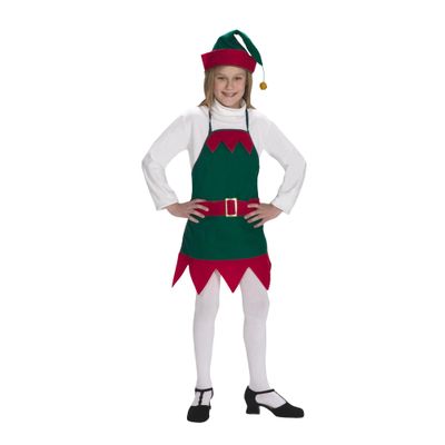The Costume Center Green and Red Christmas Elf Apron and Hat Child Size S/M