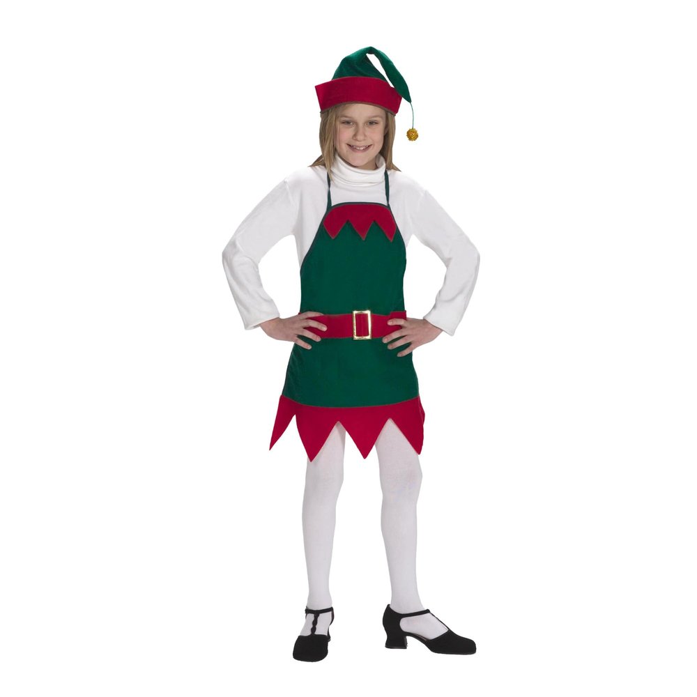 The Costume Center Green and Red Christmas Elf Apron and Hat Child Size S/M