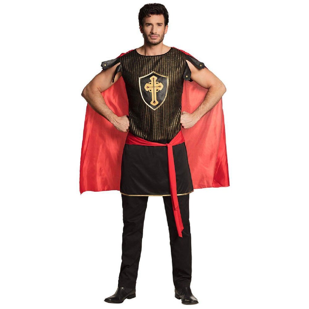 Boland 10232784 Erwachsenenkostm Sir Tristan Colour: Black, red and Gold, Costume Set for Men consisting of: Tunic with Cape and Belt, Perfect for Theme Party and Carnival, Mythology, 50-52