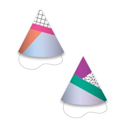 amscan 250837 Neon Fun Birthday-12 Pcs, Hats Mini Cone Young and Fab